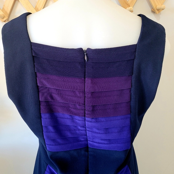 LIZ JORDAN Navy Blue Purple Toned Dress (s14) Work or Evening Wear - Picture 7 of 9